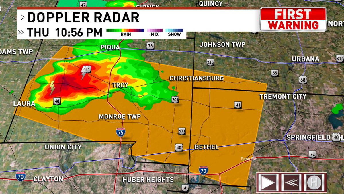 Severe Thunderstorm Warning for Miami, westen Clark, and southwest Champaign Counties until 11:15 p.m.