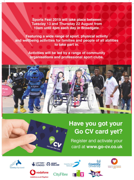 Are you trying to fill the next few weeks with plans to occupy the kids? Why not start with some family fun at #sportsfest2019. It’s free to attend and there’s plenty of physical and wellbeing activities to get involved in.
<a href="/CovSport/">Coventry Sport</a> @YearofW <a href="/CoventryUpdates/">Coventry Updates</a>
#cityofsport