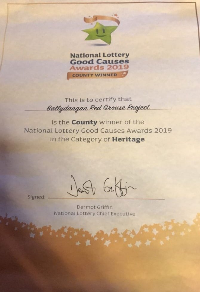 D_Scallan's tweet photo. Well done #Ballydangan Bog Red Grouse Project on winning the National Lottery Good Causes Awards 2019ย (County Winners: Roscommon 'Heritage category') https://t.co/axnyWIH2jM Community-based #Conservation #Curlew #RedGrouse #Raisedbogs https://t.co/zqUqbLSRrj