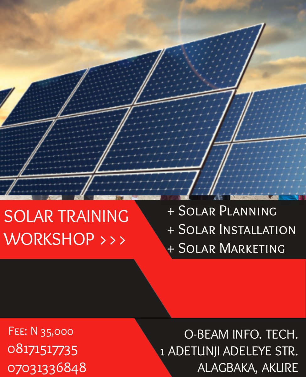 #solarenergy #workshop #training starting soon in #Akure #alternativepower #akurecity