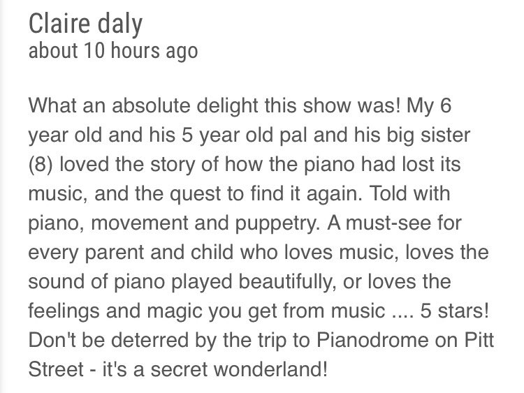 ipianokids's tweet photo. Lovely Fringe review from a happy family that came to see our show at the Pianodrome! Thank you Claire! #MakeYourFringe #Pianodrome https://t.co/crURxS3NlC