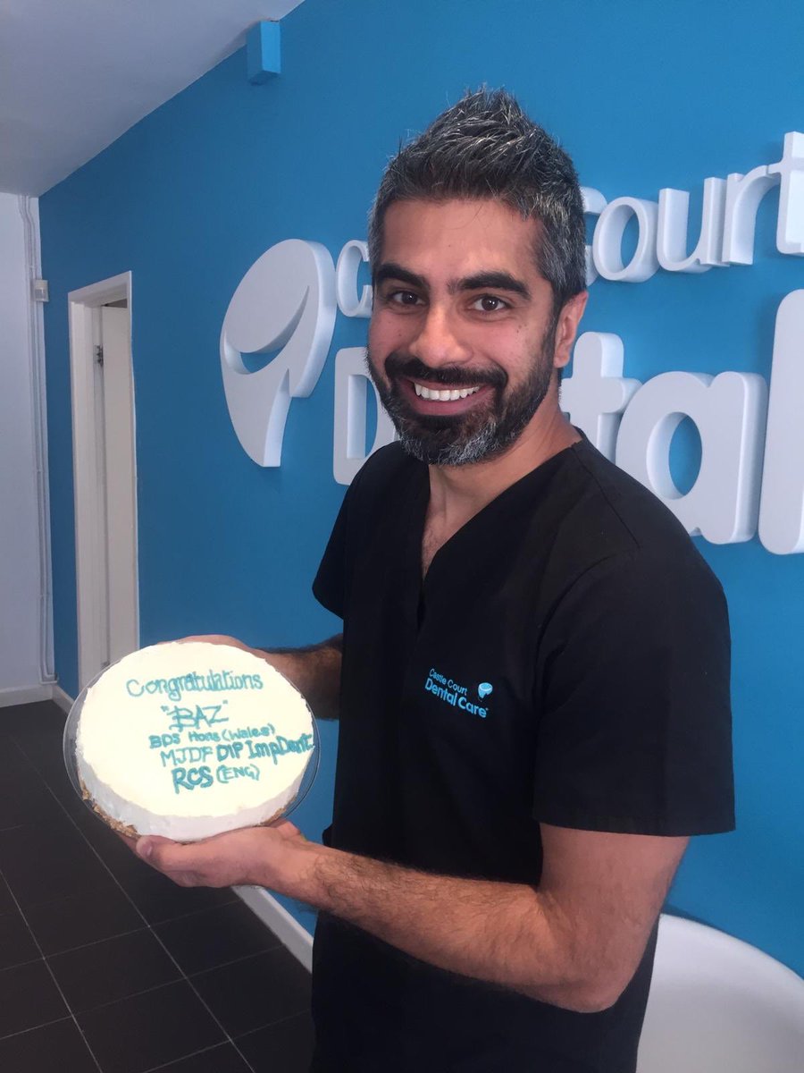CastleCourtDent's tweet photo. Congratulations to Baz on earning his implant diploma from the prestigious Royal Collage of surgeons.
3 years of hard work and study gaining experience and skills in placing implants.🤓
Time for some cheesecake!
#impants #dentalimplants #straumann #Dipimpdent #castlecourtdental https://t.co/b8Chk8eVIm