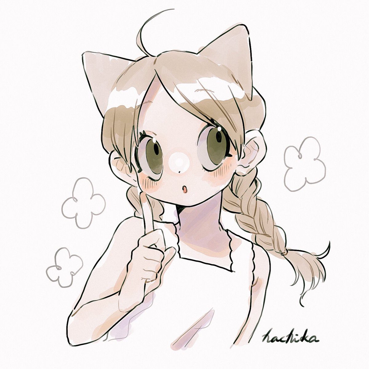 1girl solo braid twin braids animal ears signature upper body  illustration images
