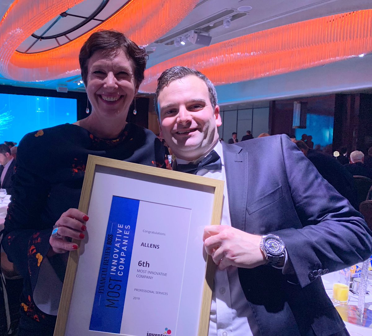 Fantastic recognition for our innovation program.  Love this photo of Anna and Mitch @ACollyer_Allens