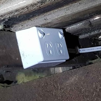 MJElectrician's tweet photo. Don't overload power points. If you need to run more appliances, add a separate power point for them. Also ensure you have safety switches installed on all circuits. Recent job completed by us via @i4Tradies #PowerPointInstallation #Electrician #Ballarat https://t.co/mMzEzHganq
