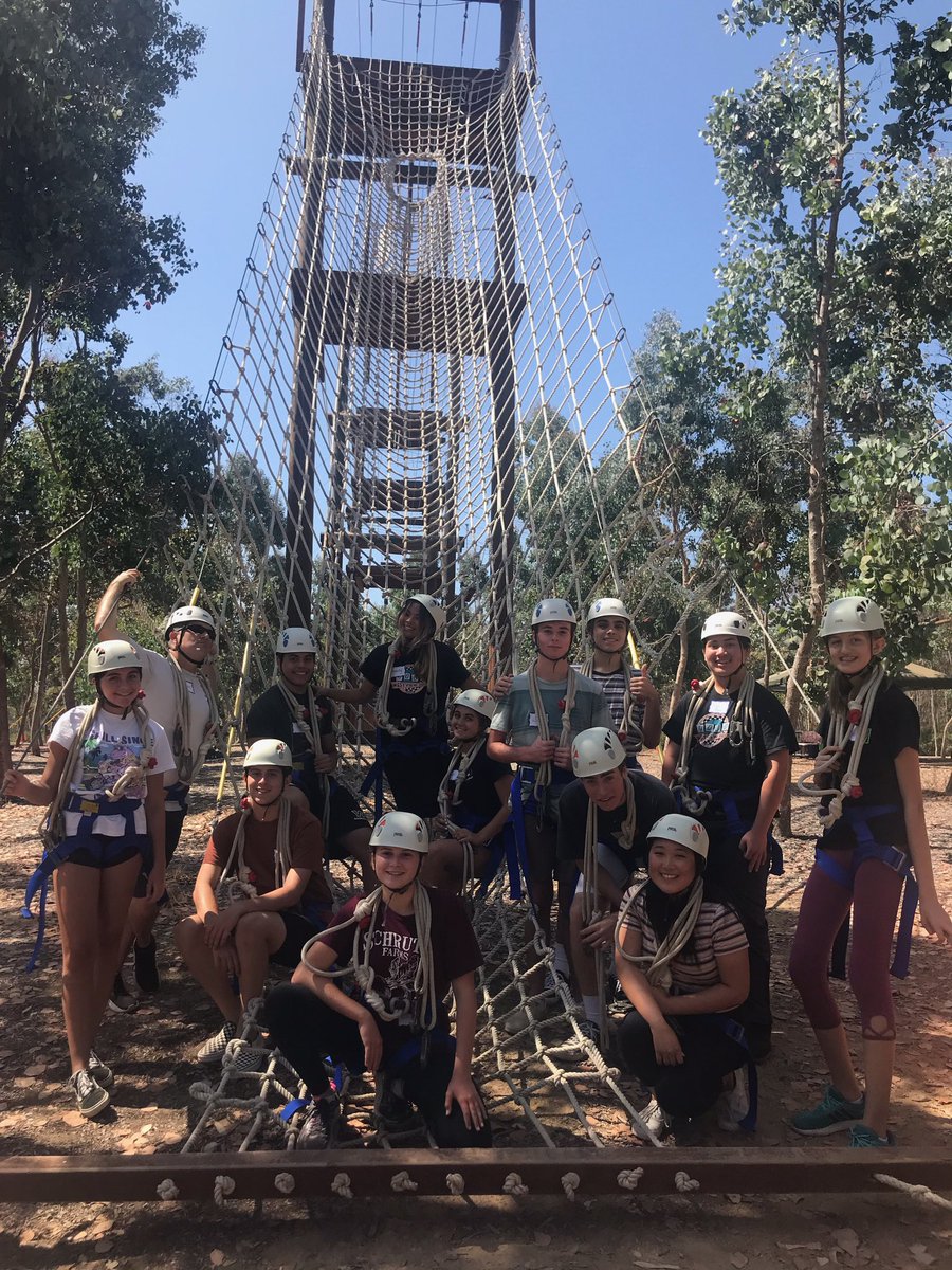 Westview ASB building relationships and trust!  Working on communication and listening skills while 30-40’ above ground! Preparing for the 2019- 20 school year. Student voice! #WolverineWay <a href="/PowayUnified/">Poway Unified</a>