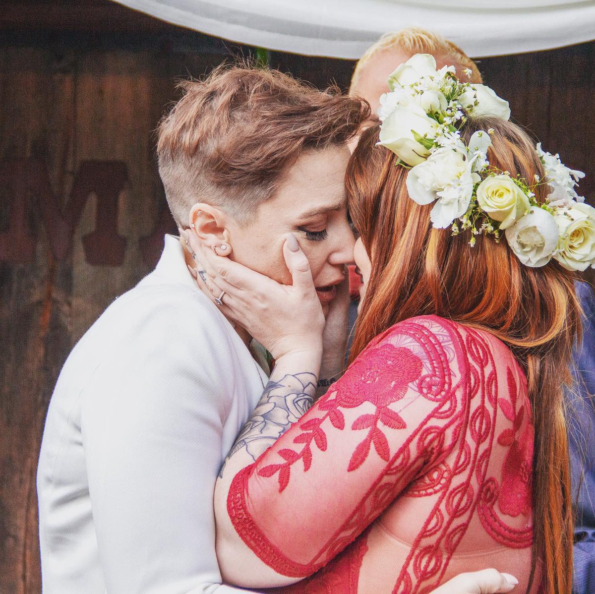 sveltestarfish's tweet photo. We did a thing thatβll mark forever. I love her. #lgbtq #lesbian #lesbianwedding #shecompletesme #wedding #brides #queerwedding @horcruxedheart https://t.co/JioPOK50mY