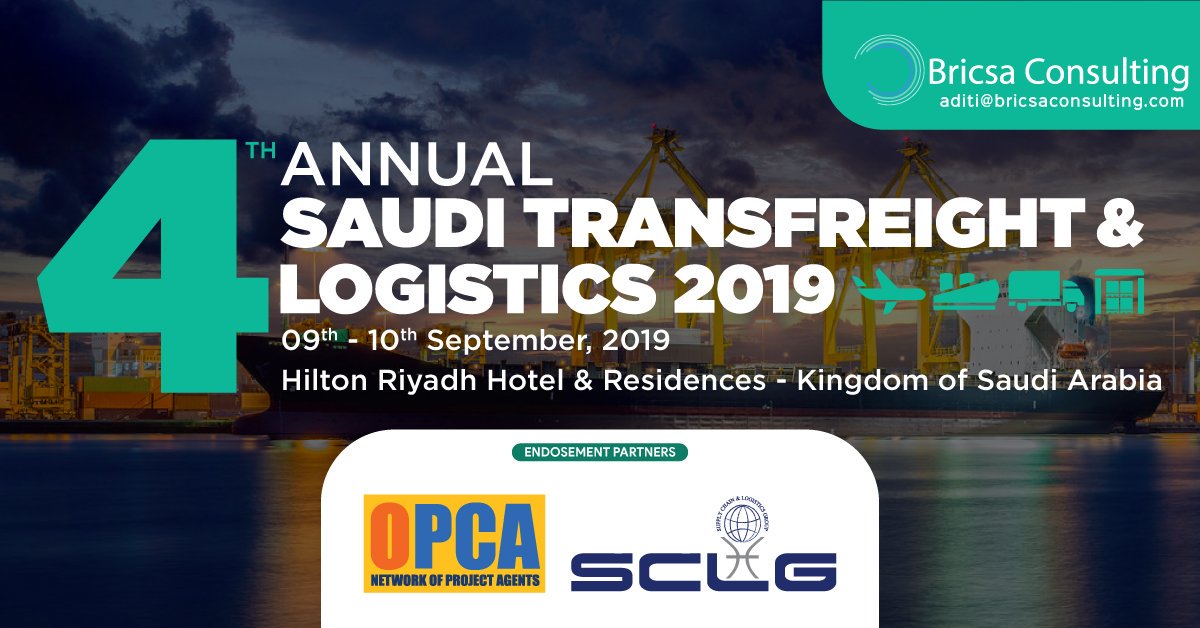 4thTransFreight's tweet photo. Welcoming @opcassociation &amp; @SCLGme as Endorsement Partners for the 4th Annual Saudi Transfreight&amp;Logistics 2019 event hosted by @BricsaConsultin 

For info: https://t.co/BbjrKbR2S6

#TransFreight #Logistics #SaudiArabia #Freight #SupplyChain #Cargo #Ports #ICTFreight #OPCA #SCLG https://t.co/SXkioCadvL