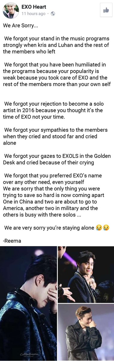 EriOnlyforExo's tweet photo. This made me cry😭 That's why I keep falling for Junmyeon😢 My love is so selfless😢 Let's appreciate him pleasee🙏
#EXO @weareoneEXO https://t.co/IvZy4XHj2d