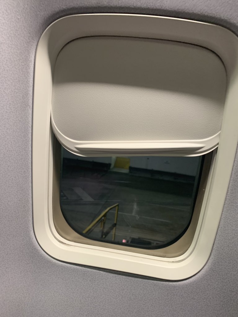 Hey #unitedairlines, is this normal on your planes for a 1k customer?  The window shield literally won’t go up or down. Yay for first class. Not.