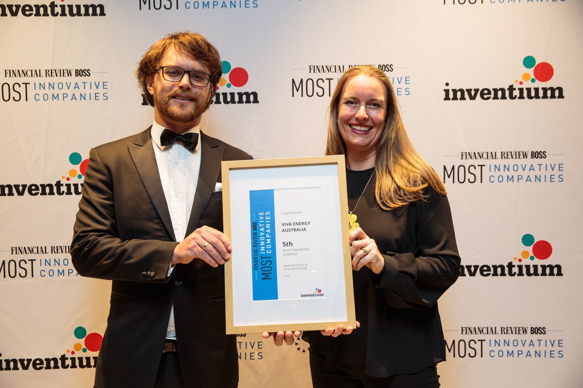 VivaEnergy_au's tweet photo. We’re delighted to be named in the @FinancialReview’s Top 10 ‘Most Innovative Companies’ in the Manufacturing and Consumer Goods’ category. Judged by experts from @Inventium, our entry showcased our #GeelongRefinery’s new digital maintenance communication tool. #innovative19 https://t.co/jLSNoWAoMC
