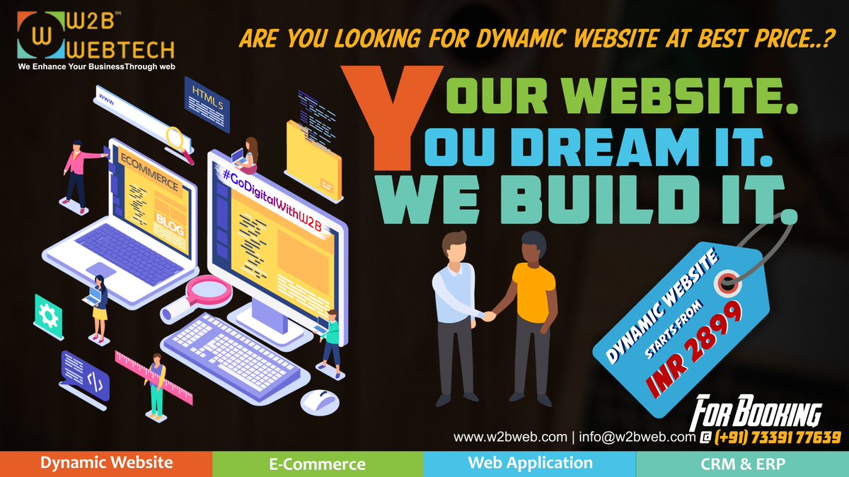 w2bweb's tweet image. W2B Provedis you a special opening offer on your websites

Create your Dyanamic Website in INR 2899
includes:

👉🏻 Free Hosting for one year
👉🏻 Free domain for one year
👉🏻 Responsive Layout

#GoDigitalWithW2B #Webdesign #DyanamicWebsite #BestPrice