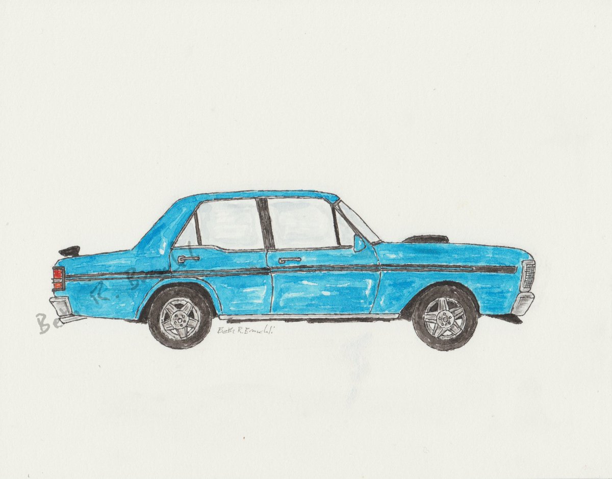 adventuristnote's tweet photo. Here's the full scan of the new Ford Falcon XY. I'm pretty happy with this one! And I have to say it was tremendous fun.

#fordfalcon #fordxy #fordgt #ford #70sportscar #sportscar #travel #adventure #classiccar #watercolor #watercolour #watercolorartists #watercolourart https://t.co/KrkmuB35o7