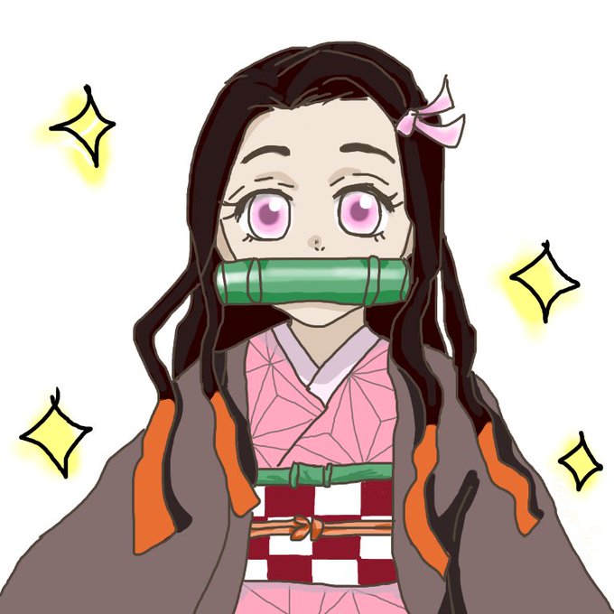 勇者ぽよさんがTwitterに投稿した竈門禰豆子(鬼滅の刃)のイラスト。