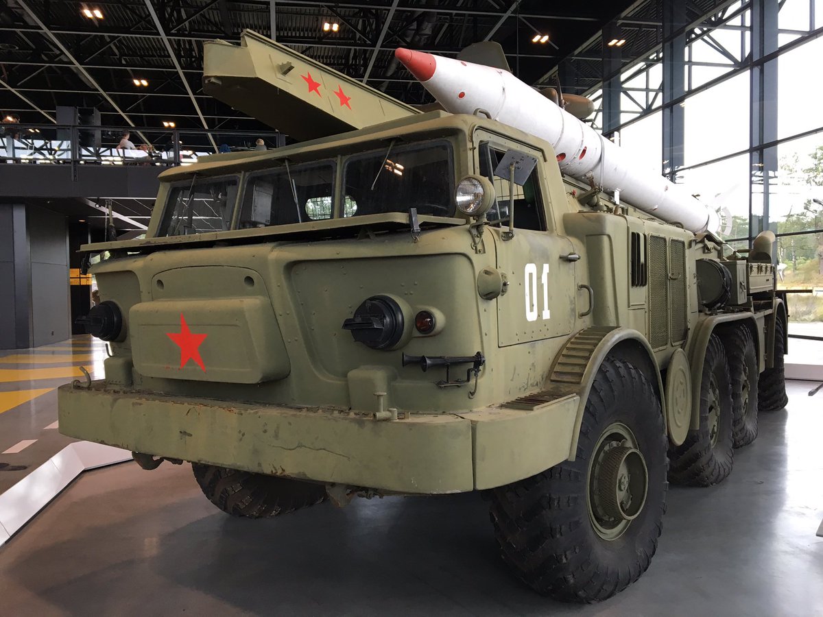 PhilLoder's tweet photo. #FridayFirepower: I need some oomph today, so hereโs a Soviet 9K52 Luna-M โFrogโ missile and ZIL-135 launch truck from the Dutch National Military Museum. The missile had a cruising speed of Mach 3. #ColdWar @NMMSoesterberg https://t.co/x9iEaIhv5i