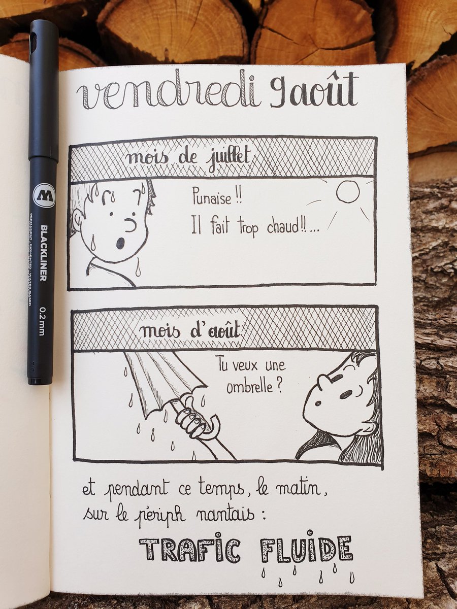 AurelieT44's tweet photo. Ca va les aoûtiens ? 😁 la pluie est de retour... 😉
#effetVendredi #fridayEffect #FridayFeeling #FridayThoughts #friday #dessin #sketch #humour #meteo #vacances #juillet #aout #Nantes #canicule #pluie https://t.co/Y1jS5rFaVh