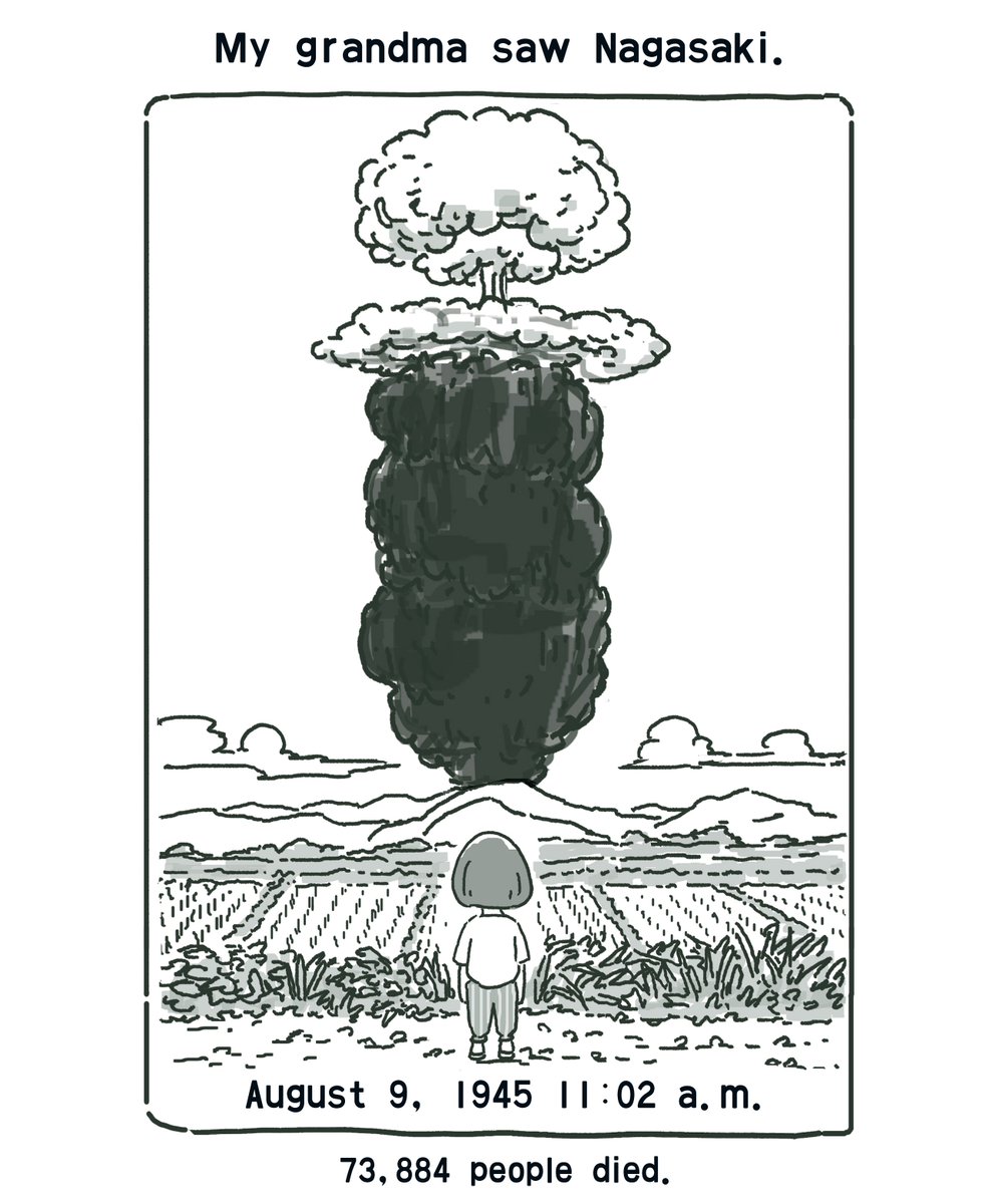 My grandma saw Nagasaki from Saga. 

August 9, 1945 11:02 a.m. 
73,884 people died.


#Abomb… 