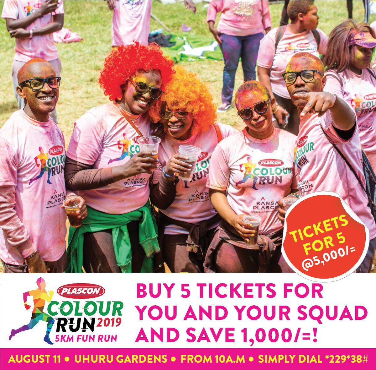 ColourRunKenya's tweet photo. 1 Day to Go!
Mbogi Yako ni Gani?
Save 1000 when you buy 5 tickets for your squad!
#RunForColour #RunForCharity https://t.co/g9RuSuamOY