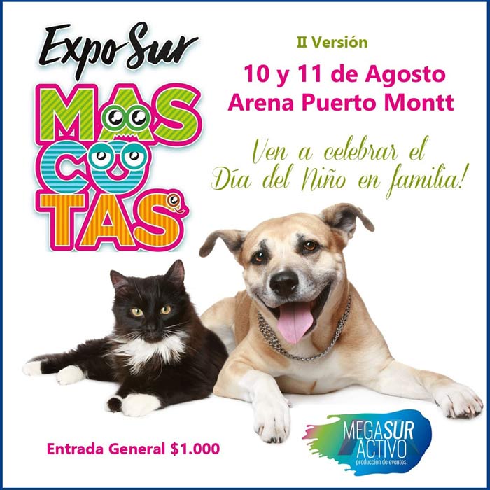 Celebra el Día del Niño en Expo Sur Mascotas, 10 y 11 de Agosto en <a href="/arenaptomontt/">Arena Puerto Montt</a>  evento a realizarse de 12 a 20 hrs., entrada $1.000.