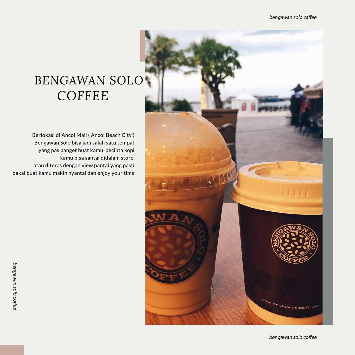 beachcityjkt's tweet photo. Halo Gais
Setelah beraktifitas hari ini kamu pasti cape kan ? yuk angkat kembali semangat dengan nongki asyik bareng teman kamu di di Bengawan Solo Coffee di Ancol Mall.
#ancolmall #ancolbeachcity #nongkrong https://t.co/ffd6VEA3ZD
