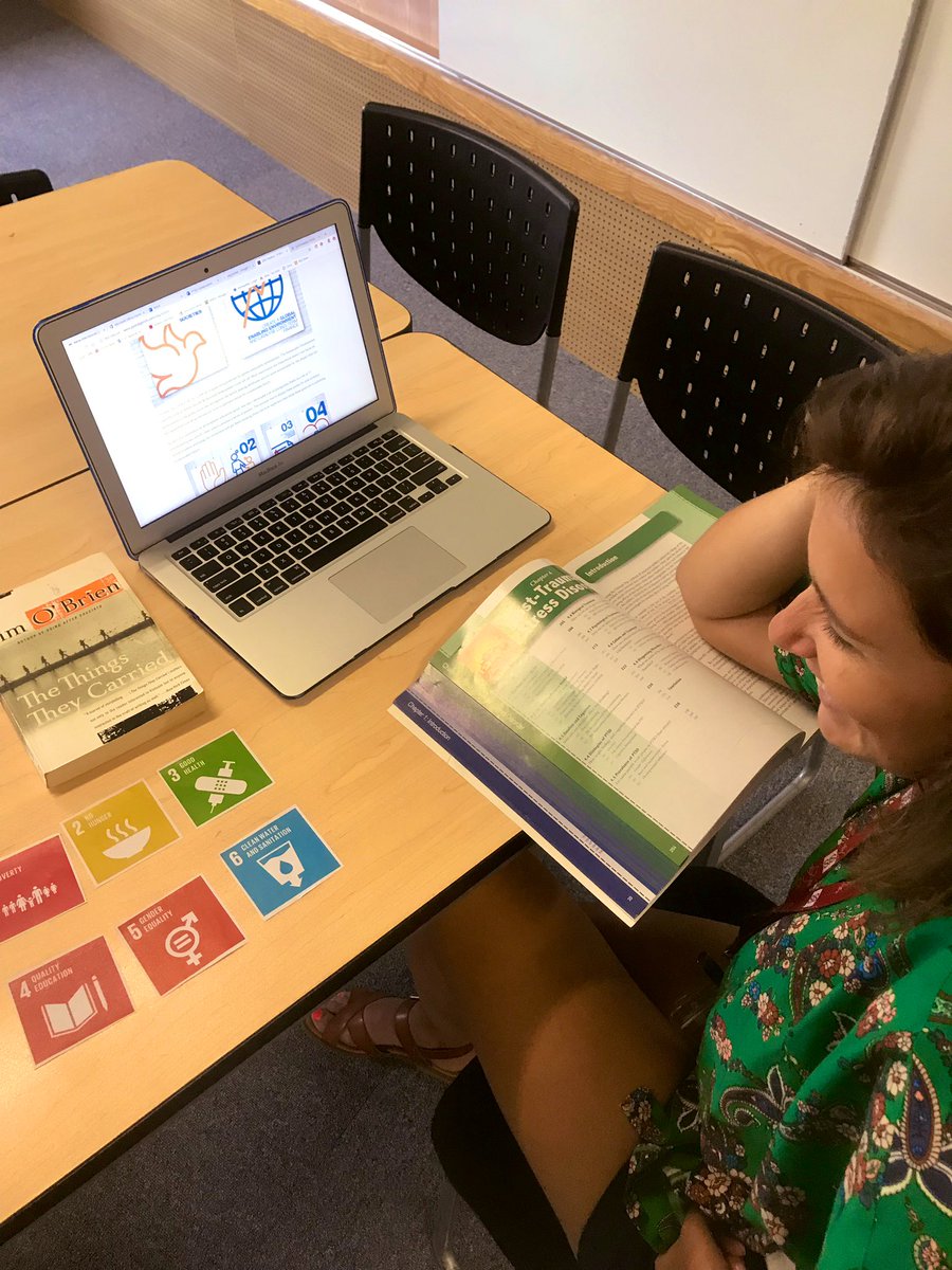 jnbaci's tweet photo. #Collaboration w/@satona_tuffet connecting #ibpsych & #iblangnlit through #PTSD & Tim O'Brien's The Things They Carried #SDGs #interdisciplinary #SISRocks https://t.co/iixXUGePes