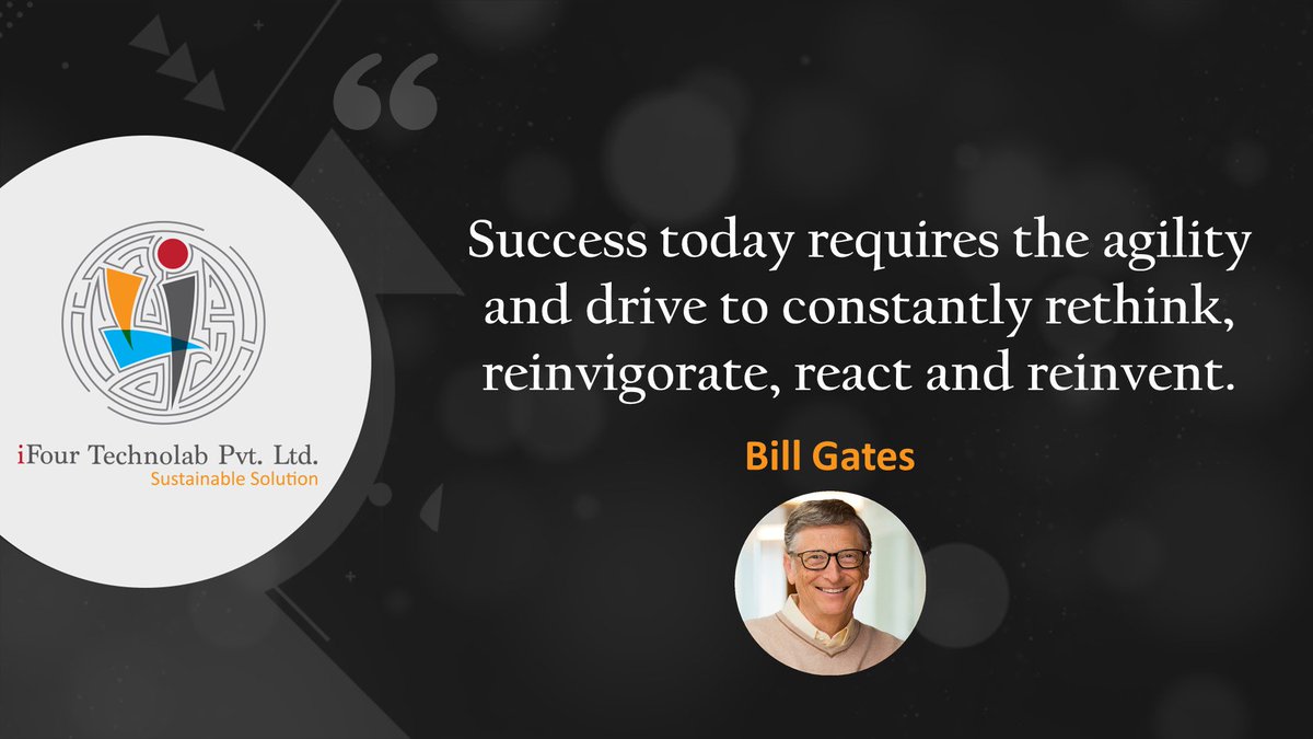 consultifour's tweet photo. "Success today requires the agility and drive to constantly rethink, reinvigorate, react and reinvent."- @BillGates
@consultifour #CustomSoftwareDevelopmentCompanyIndia #NodejsDevelopmentCompanyIndia #MicrosoftTechnologyDevelopmentCompany https://t.co/S7KR39bS29