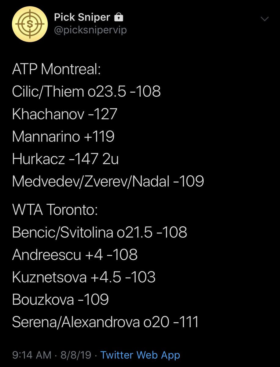 picksniper's tweet image. ❌ Hurkacz -147

Free Plays: 20-13 / +5.70u

VIP finishes 5-5 / -2.13u