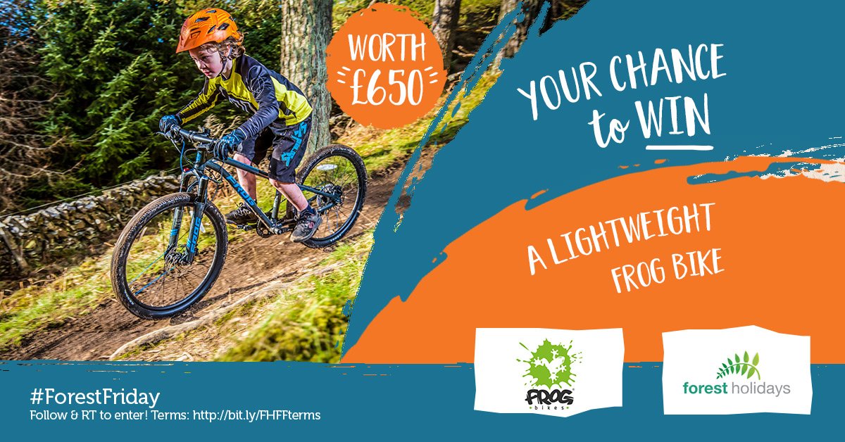 forestholidays's tweet photo. #ForestFriday #competition! Follow us, #retweet this post, and tag a friend to #win a lightweight bike worth £650 from our friends at @FrogBikes! 🚲 
Ends 12/08/19 https://t.co/vdVnu592CU https://t.co/2tFNtdC6ww