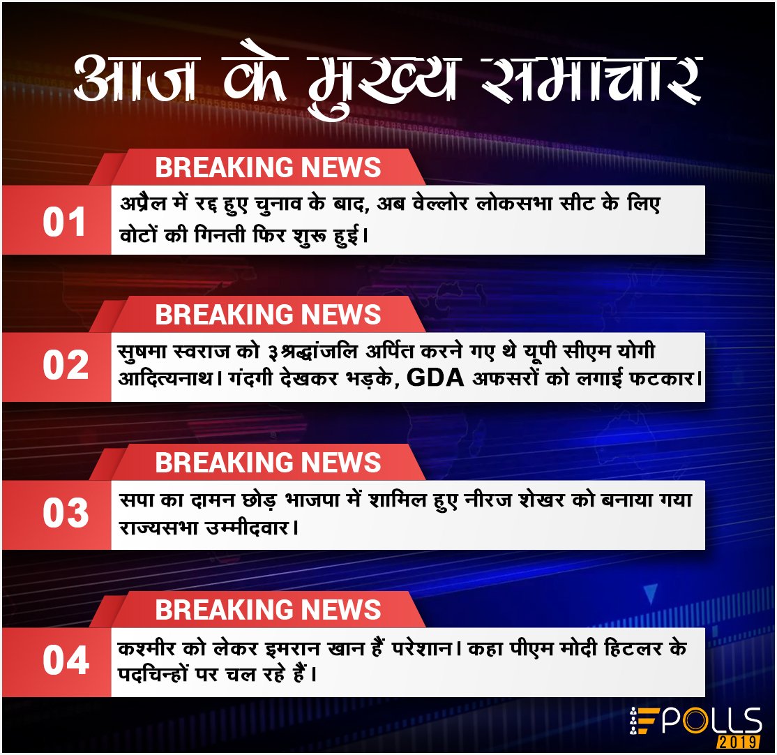 exitpolls2019's tweet image. सियासी गलियारों की मुख्य ख़बरें
