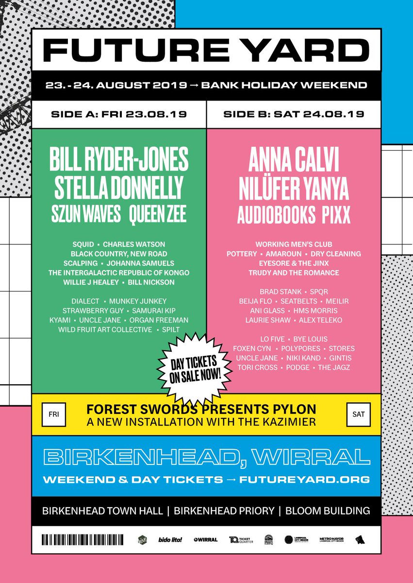 .<a href="/future_yard/">Future Yard</a> is nearly upon us! Birkenhead, 23rd-24th Aug. @BRyderJones <a href="/annacalvi/">Anna Calvi</a> @stelladonnelly <a href="/niluferyanya/">Hallucinogenic Honey</a> + more! 🤩

Snap up your tickets via <a href="/TicketQuarter/">Ticket Quarter</a> here ➪ bit.ly/31jOZOf

P.s. Nearest station is Hamilton Square - just 2 stops from Liverpool Central! 🙌