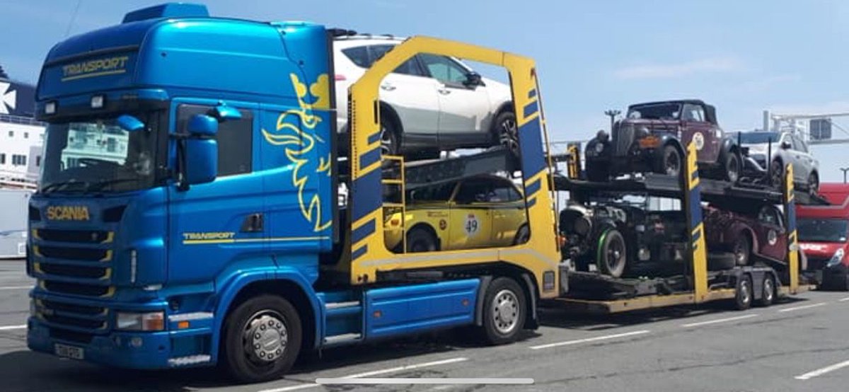 gtransportltd's tweet photo. These classic vehicles were brought back from Paris by our trusty truck after completing the 7th Peking to Paris Rally. One of the vehicles that took part was coal fire powered! What an amazing journey! #carmoves #trucks https://t.co/tbALZl7AhP