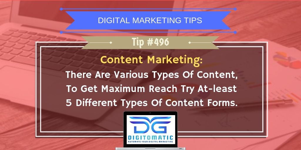 digitomatic's tweet image. #DigitalMarketing Tip #496
Content is the way to reach your audiences, the best way is to reach them with different types of content.
#contentmarketing #content #contentstrategy #contentmarketingtips #onlinemarketing #inboundmarketing #marketingdigital #digitalmarketingtips