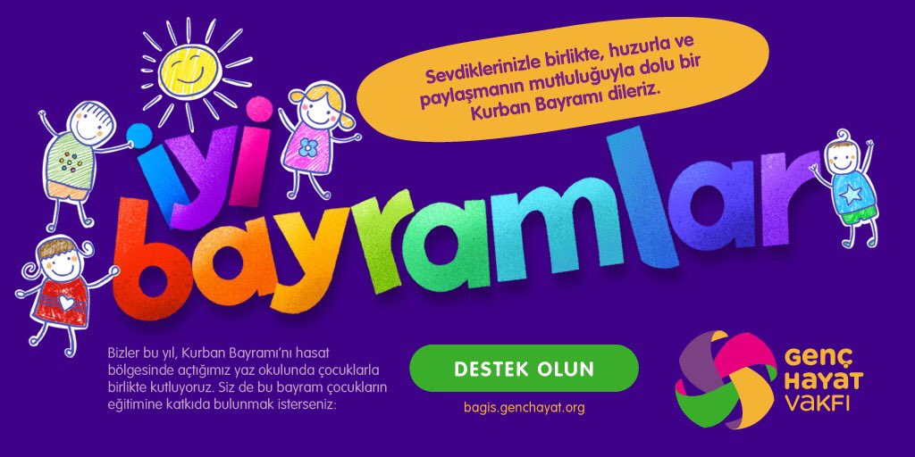 genchayatvakfi's tweet photo. Sevdiklerinizle birlikte, huzurla ve paylaşmanın mutluluğuyla dolu bir #KurbanBayramı dileriz.

Bizler bu yıl, bayramı hasat bölgesinde açtığımız yaz okulunda çocuklarla birlikte kutluyoruz.Siz de bu bayram çocukların eğitimine katk��da bulunmak isterseniz: https://t.co/AHLIprFQrp https://t.co/hGW3rhUQQP