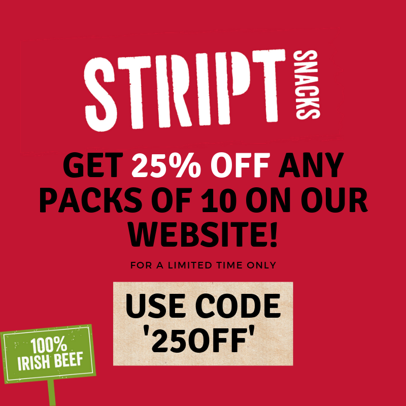 We're giving you 25% off our packs of 10 on our website for a limited time only! 💪 Use code '25OFF' at the checkout and stock up on some tasty protein snacks 😎

striptbiltong.com