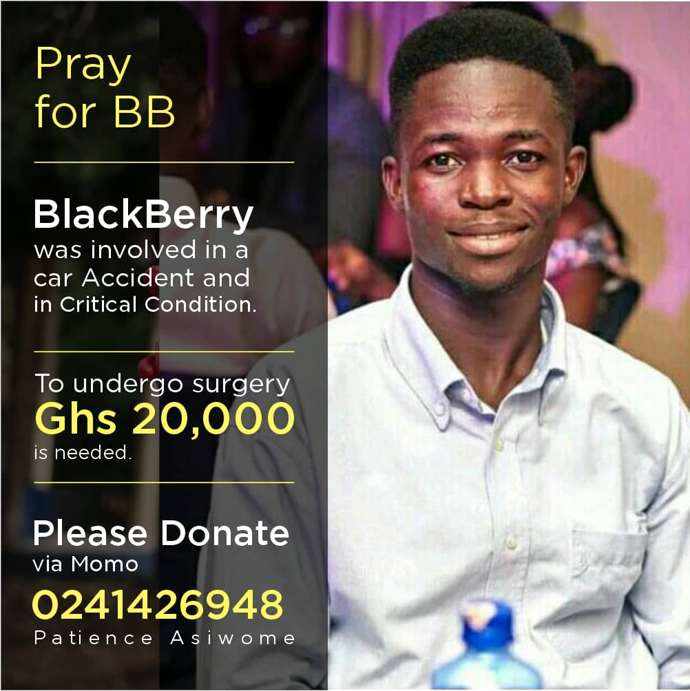 UCCLive__'s tweet photo. Edward Akpasu Afornofe, a level 400 student of UCC has been involved in an accident and is currently battling for survival at the 37 Military Hospital. 
Contributions towards saving our brother's life can be made via MoMo number: 0241426948 (Patience Asiwome) https://t.co/PN09jvcCX7