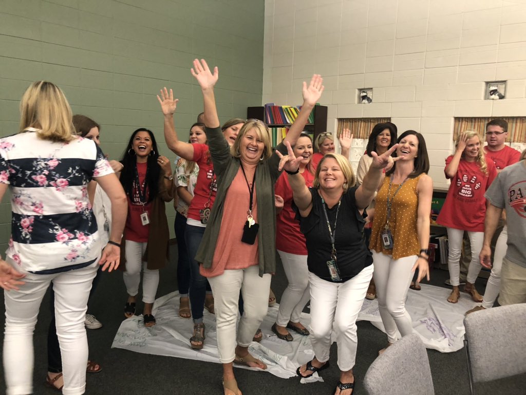 maryrountree's tweet photo. Opening faculty meeting at Paine Elementary.
#teamworkmakesthedreamwork #collaborate #painelearns #backtoschool #knowyourpeeps #trussvillelearns https://t.co/rkRp91uvwU