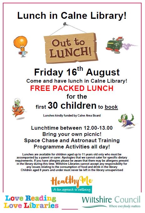 WiltsLibraries's tweet photo. #Calne Library @CalneHub will be the place to be for families next Friday (16 August). There will be #SpaceChase and @Sport4Wiltshire #AstronautTrainingProgramme activities all day and 30 children will receive free packed lunches too https://t.co/tFjJkkUmiN @AlexaDaviesCEM https://t.co/QANMmhIeM8
