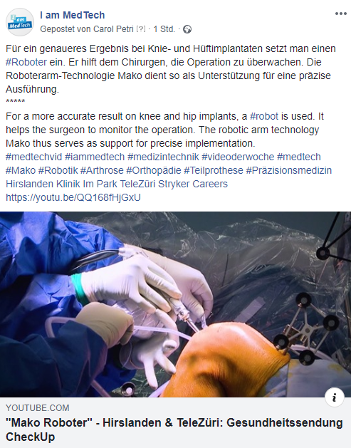 BVMed's tweet photo. Unser #MedTech-Video der Woche zur #Robotik-Unterstützung bei Knie- und Hüftimplantaten. #medtechvid https://t.co/8lxPjzXPN2
..
#iammedtech #medizintechnik #videoderwoche #Mako #Orthopädie #Präzisionsmedizin @hirslanden https://t.co/6oV8FEKmw9