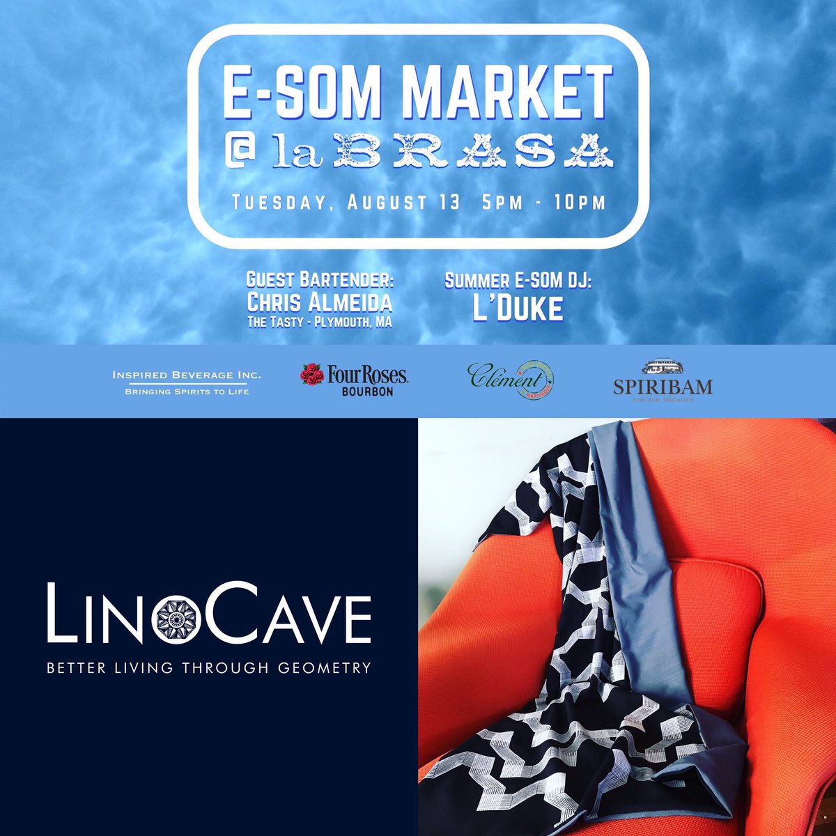 LaBrasaBoston's tweet image. #ESomMarket at Night is back on Tuesday, August 13! Chris Almeida from The Tasty in Plymouth will be on the bar, and Summer E-Som DJ L’duke will be back to give us life. Come eat, drink, shop, and hang with us! 
facebook.com/events/5184093…