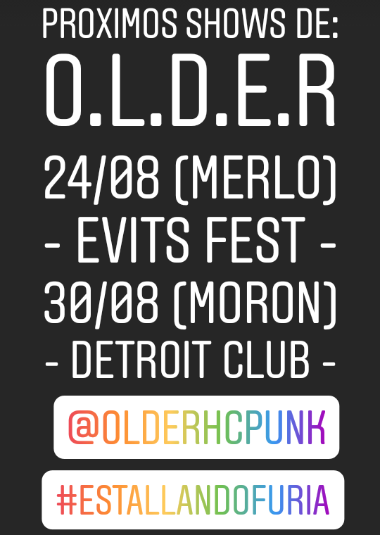 OlderHcPunk's tweet photo. Lo que queda de Agosto!!! 
#OlderHcPunk2019 #LaVuelta #EstallandoFuria #Identidad https://t.co/cQ4iEbUCfc
