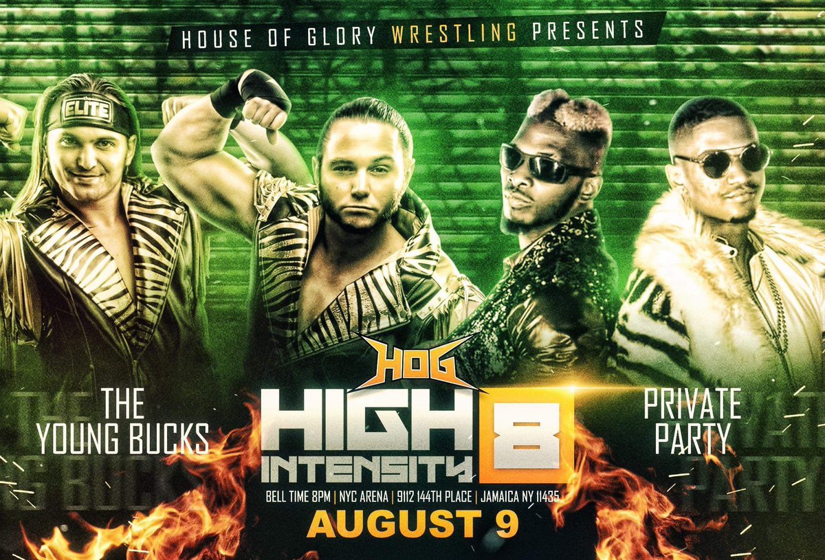 HOGwrestling's tweet photo. TONIGHT 🔥🔥🔥
TICKETS WILL BE AVAILABLE AT THE DOOR

WE are just a few hours away from opening the doors to #HI8 featuring A #DreamMatch between The Young Bucks &amp; The Private Party #OneLastParty. 

Meet &amp; Greet Begins at 5pm 

@FiteTV Link https://t.co/ILIRPH03z4 https://t.co/4qKGjPyG7g