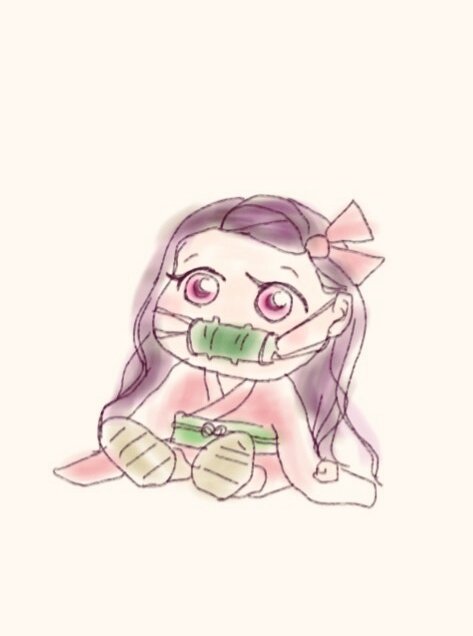 桃さんがTwitterに投稿した竈門禰豆子(鬼滅の刃)のイラスト。
