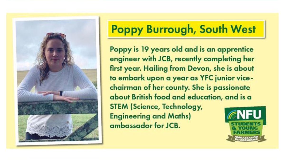 studentfarmer's tweet photo. Meet Poppy from Devon, she’s representing the South West as an @NFUtweets Student &amp; Young Farmer Ambassador (and loves machines!) 🚜 #SYFAP https://t.co/DRer72o7PA