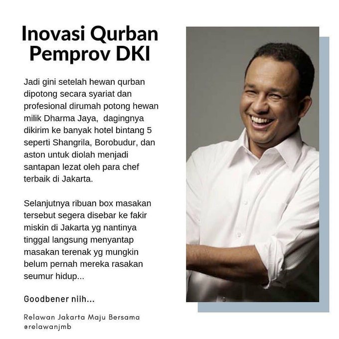 HelmiFelis_'s tweet photo. Anies Baswedan selalu berbuat, berbuat, berbuat

Dia bukan tipe hanya kerja, kerja, kerja. Dia inovatif, begitulah seharusnya pemimpin

Kalo pemimpin tuntutannya cuma kerja, kerja, kerja. Cari aja orang tolol suruh jadi presmimpin lalu kerjakan apa yang diperintahkan bosnya

. https://t.co/FEstfTvSxt