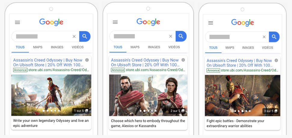 anthonygaulay's tweet photo. Le nouveau format de publicité #Google, #GalleryAds, est en cours de déploiement pour les annonceurs 🇫🇷 https://t.co/cOJLuTNC5d #Ads 📣 https://t.co/d264Q30JKO