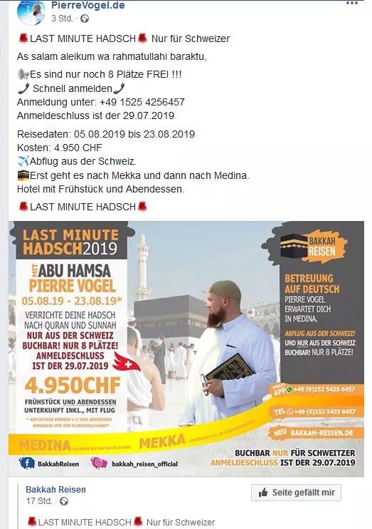 MIslamismus's tweet photo. Salafisten-Abzocke!
"Last-Minute-Hadsch" ausgerechnet für die reichen Schweizer! 5.000 Franken für 18 Tage Saudi-Arabien mit Frühstück und Abendessen, bei dem es billigen Reis und Billigfleisch aus Massentierhaltung gibt.

https://t.co/4DtK7LjPta

https://t.co/pu3VDnJsJw https://t.co/AQlbgMvbx2