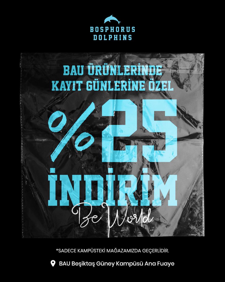 BosDolphins's tweet photo. Kayıt günlerine özel %25 indirimin Güney Kampüsümüzdeki mağazamızda! #bau #baumap #store #baustore #bosphorusdolphins https://t.co/XMOf6cyboZ