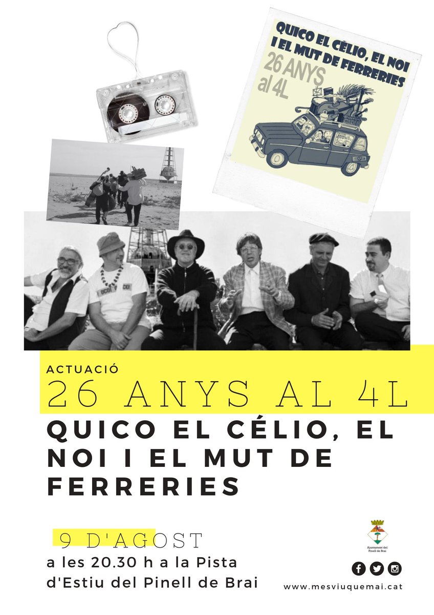 Lo 4L ens porta avui a #PinelldeBrai. Vos esperem a les 20.30 a la pista d'estiu. Són festes!!!