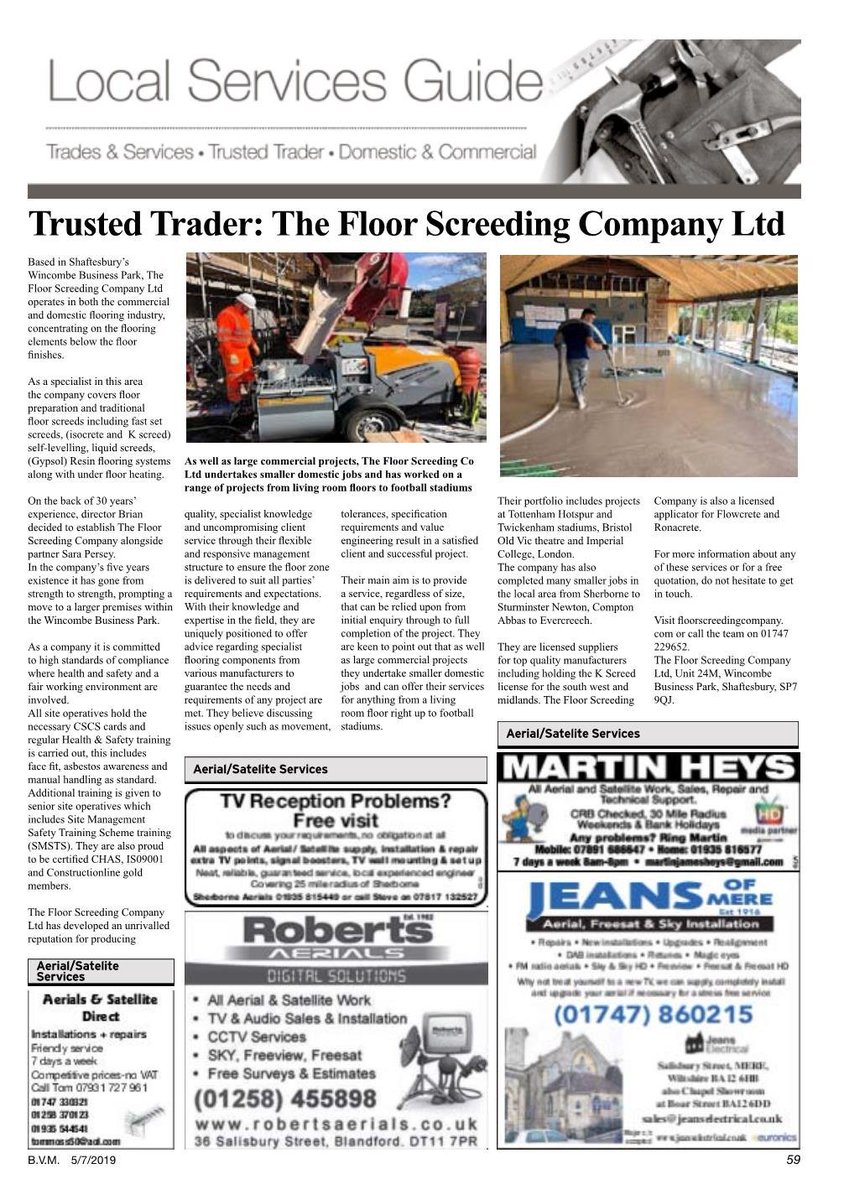 FloorScreedCo's tweet photo. A recent write up in our local paper The Blackmore Vale, you can find us every week in the Trusted Trader section! You can find the article at - (link: https://t.co/qYkgaNcz41) https://t.co/laPt4WOCXT…

#Writeup #Blackmorevale #local #Domestic #commercial #Blackmorevale https://t.co/vKS5tTnsl5