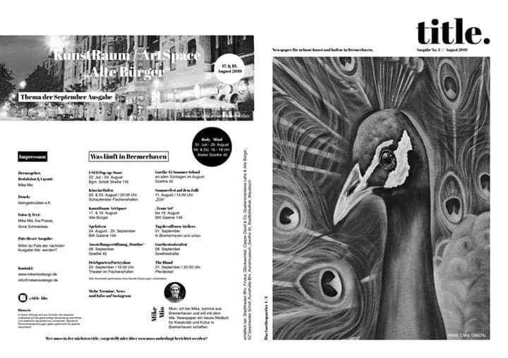 GalerieGoethe45's tweet photo. title. das urbane Newspaper für Kunst &amp; Kultur in #bremerhaven mit einer 3-teiligen Serie über das #goethequartier. Dank für diese Initiative geht an Mike Miodesign. 🙏🏼💯✌🏻 https://t.co/GMICU64cOF